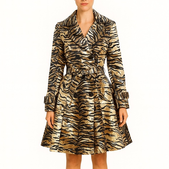 Vintage MaxMara Leopard Print Trench Coat - Picture 1 of 14